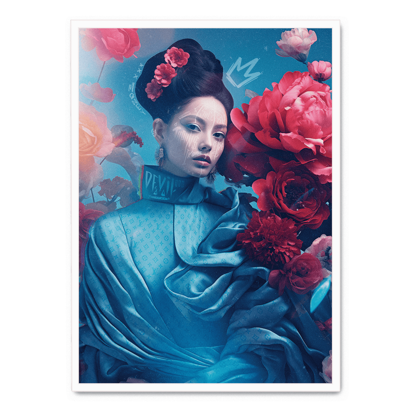 Oriental Blossom | Floral Art | Elegant Wall Decor | Nature-Inspired Poster | Vibrant Colors | Home and Garden Decor | Living Room | Bedroom | Large Size