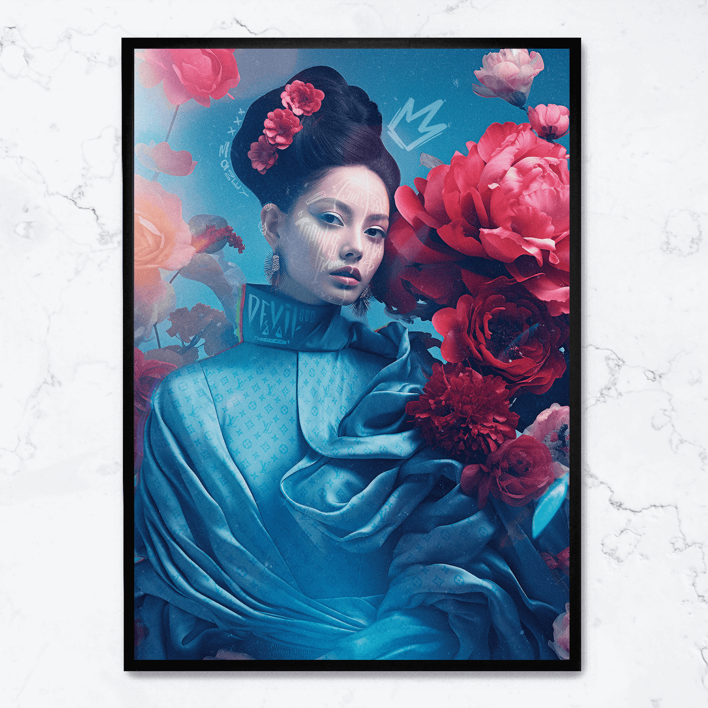 Oriental Blossom | Floral Art | Elegant Wall Decor | Nature-Inspired Poster | Vibrant Colors | Home and Garden Decor | Living Room | Bedroom | Large Size