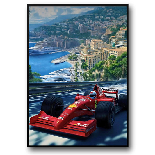 Monaco Formula 1 | Vintage Grand Prix | F1 Racing Poster | Ferrari F310B | Michael Schumacher | Monte Carlo Marina