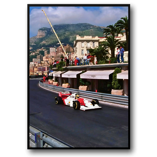 Monaco Formula 1 | Vintage Grand Prix | F1 Racing Poster | McLaren MP4/8 | Ayrton Senna | Hermes Corner Monte Carlo