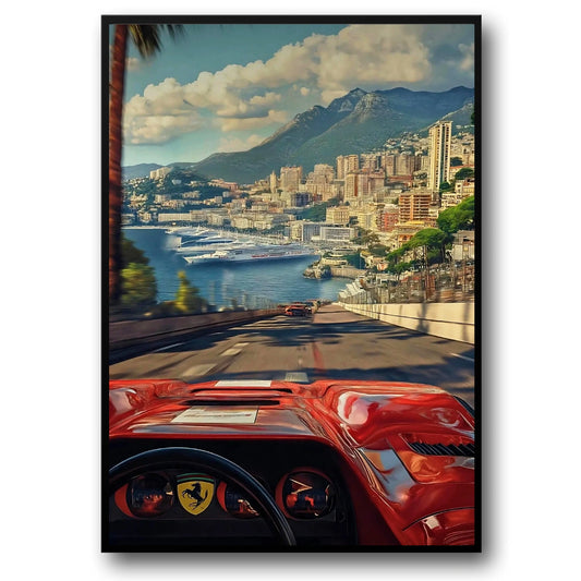 Monaco Formula 1 | Vintage Grand Prix | F1 Racing Poster | Ferrari 512 TR Interior View | Streets of Monte Carlo | Ferrari POV Drive (kopie)