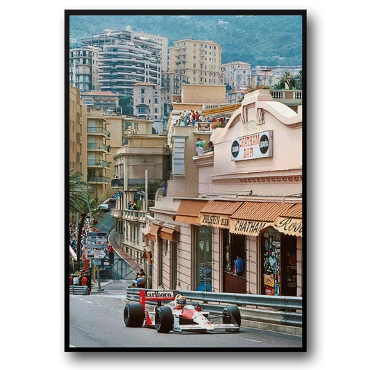 Monaco Formula 1 | Vintage Grand Prix Poster | Racing Legends | Mclaren F1 | Ayrton Senna & Alain Prost | Streets of Monaco Racing Art