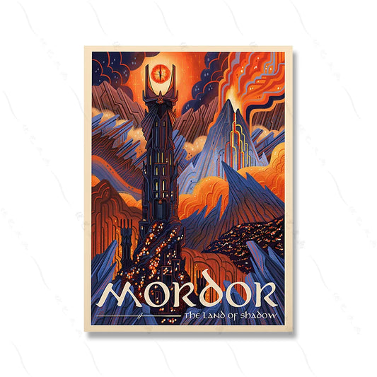 Mordor, The Land of Shadow: Fiery Spires and Dark Fortresses Poster  Essential for Lovers of Dark Fantasy and Epic Quests