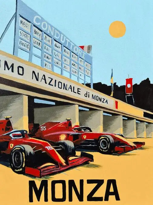 Monza Poster | Feel the Passion and Speed of Formula 1 Racing | Home Decor | Wall Art | Motorsport Enthusiasts | Vibrant Colors | Race Track Design