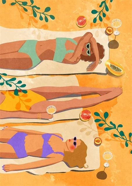 Summer Vibes | Beach and Fruit Poster | Colorful Wall Art | Relaxing Vacation Decor