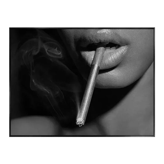 Silent Whispers | Monochrome Smoky Contemplation | Art Poster for Home Decor