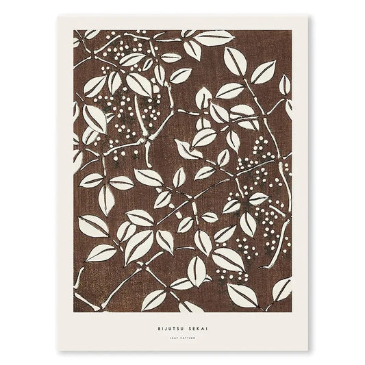 Bijutsu Sekai | Leaf Pattern | Ukiyo-e Style Poster | Japanese Art Print | Wall Decor