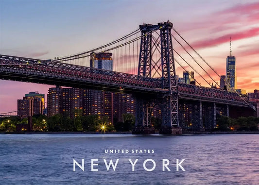 Williamsburg Bridge at Dusk Poster | Urban Sunset | New York City Skyline | Architectural Art | Home Wall Decor