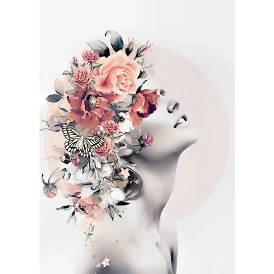 Vintage Floral Woman Poster | Serene Bloom | Nature's Whisper | Blossoms of the Mind | Decorative Art for Home & Garden Decor