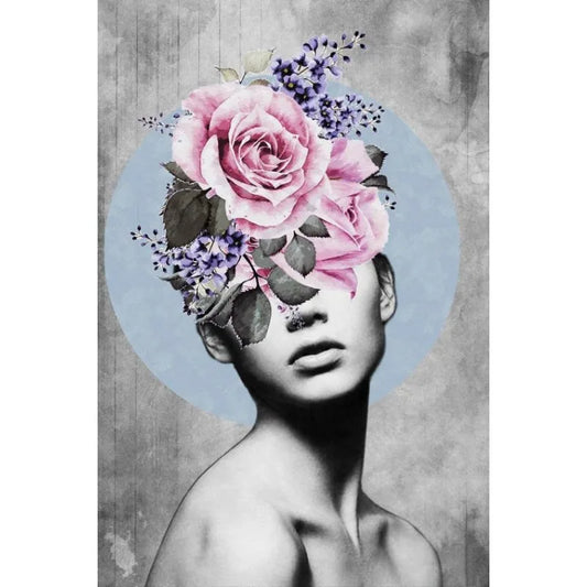 Vintage Floral Poster | Woman with Blossoming Flowers | Artistic Floral Head Design | Ideal Home Decor Art Piece