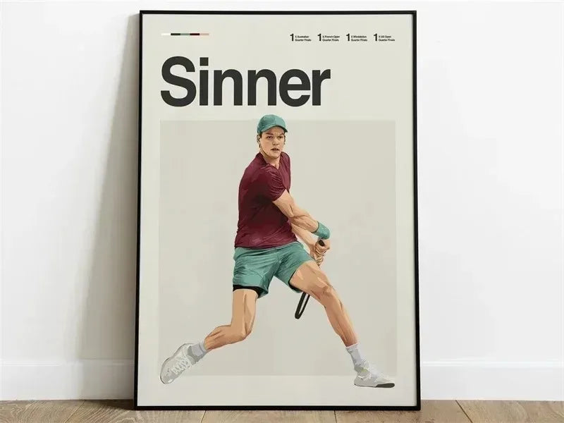 Legends of Tennis | Jannik Sinner Poster | Aesthetic Modern Art Decor | Home Wall Visual Artwork