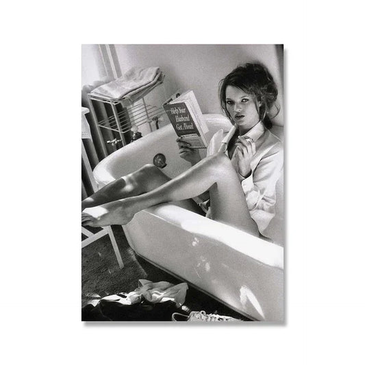 Kate Moss | Playful Pose Poster | Fashion Icon Art Print | Wall Decor | Supermodel Photography