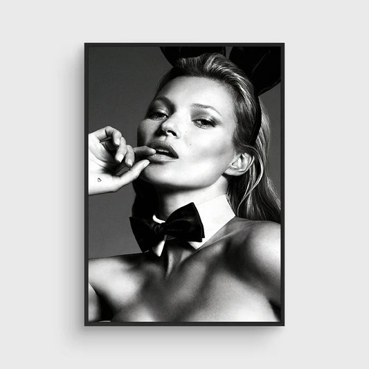 Kate Moss | Monochrome Elegance Poster | Supermodel Wall Art | Fashion Icon Decor | Black and White Print