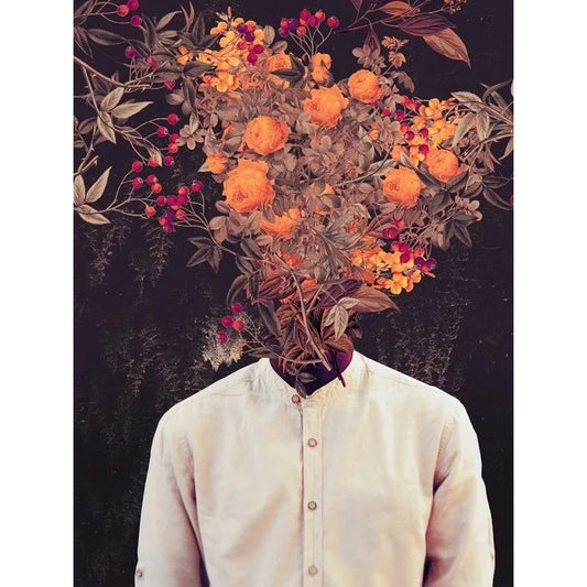 Vintage Floral Portrait Poster | Autumn Blossom Art | Woman's Floral Essence Decor | Intricate Flower Heads Canvas