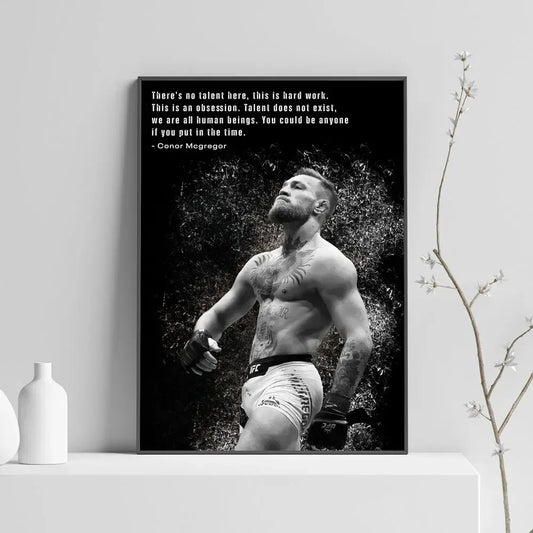 Conor McGregor Poster | Inspirational Boxing Print | UFC Gym Decor | Hard Work Over Talent Quote | Professional Artwork