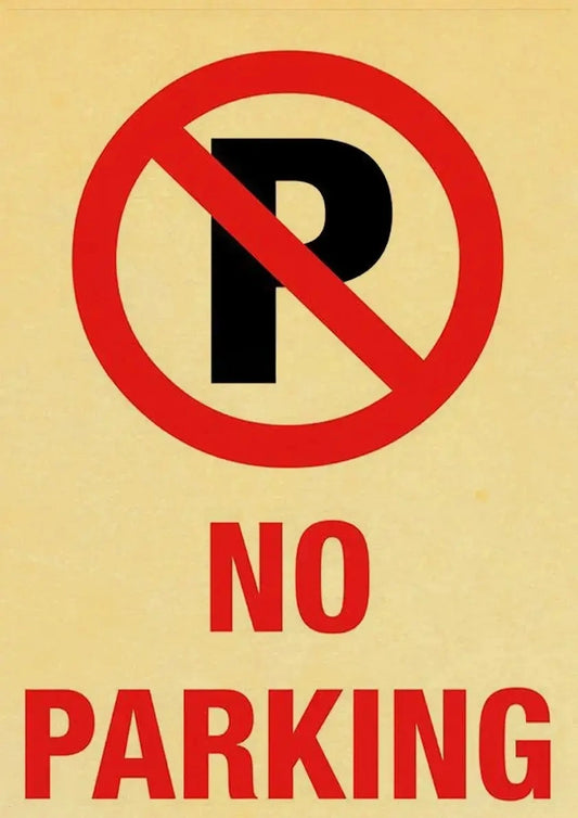 Vintage No Parking Poster | Retro Danger Warning Sign for Home Decor | Industrial Artwork