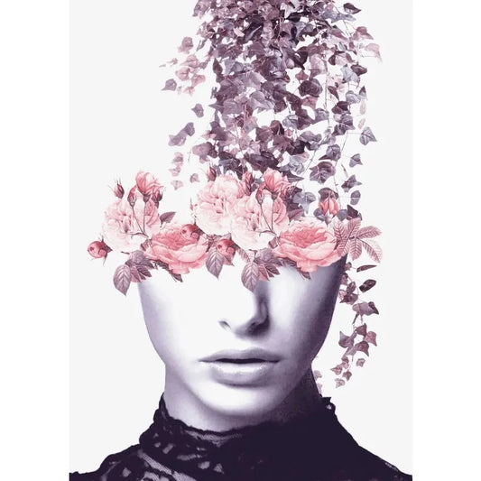 Vintage Flower Heads | Monochrome Floral Woman Poster | Blossoms of the Mind | Graceful Dance of Shadows and Roses