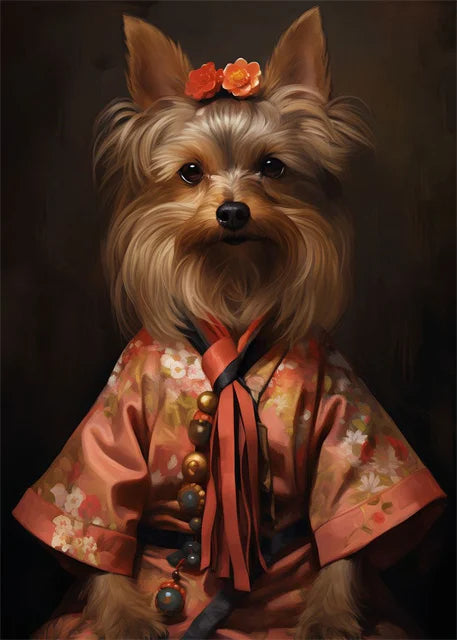 Floral Whisper Poster | Yorkshire Terrier Posing in a Blooming Garden