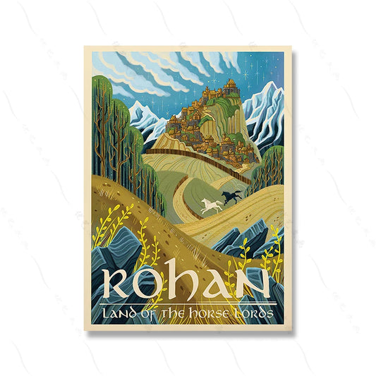 Rohan, Land of the Horse Lords: Sweeping Landscapes and Horsemen Poster  Perfect for Enthusiasts of Equestrian Majesty and Heroic Sagas