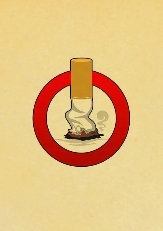 Vintage No Cigarettes Poster | Retro Warning Sign Art | Decorative Wall Decor