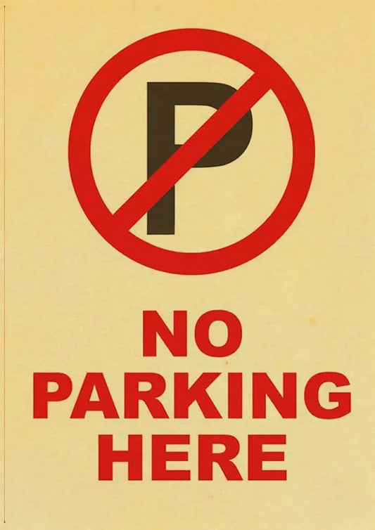 Vintage No Parking Warning | Rustic Metal Look Poster | Caution Sign for Home or Office Decor