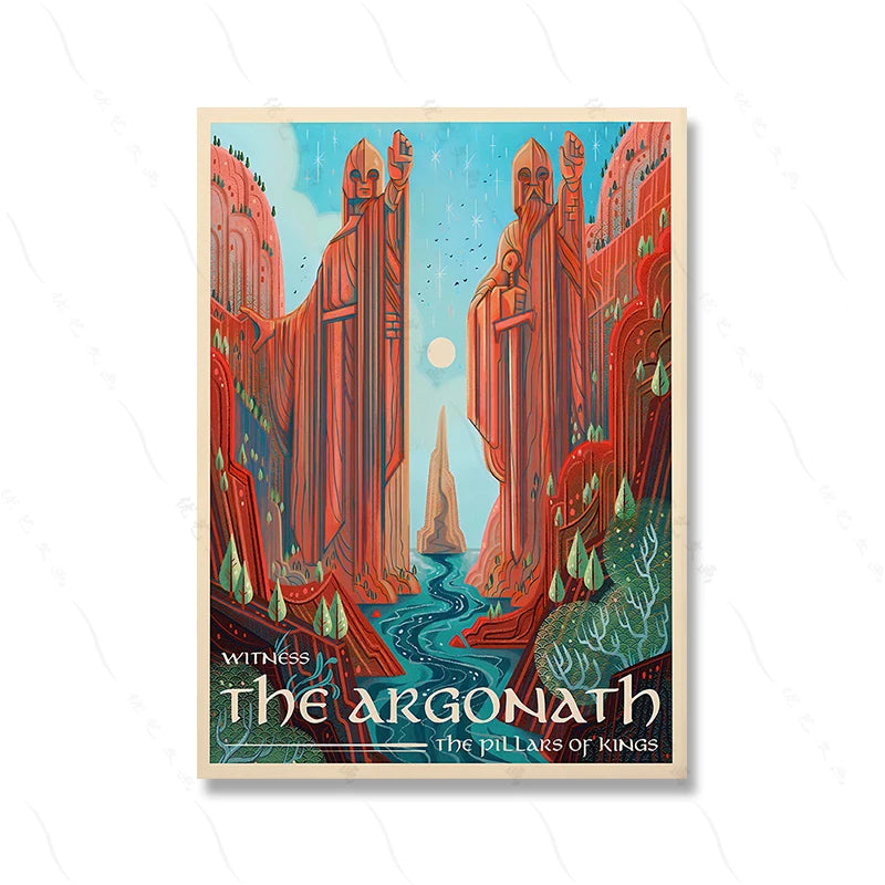 Argonath Poster | Witness the Argonath on the River Anduin: Majestic Pillars of Kings Poster An Iconic Piece for Fans of Royal Heritage and Ancient Monuments