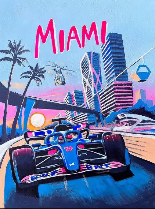Miami F1 Racing Poster | Vibrant & Dynamic Formula 1 Experience | Wall Art Decor
