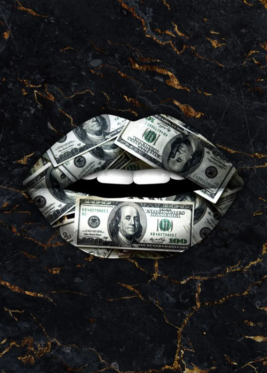 Money Lips Poster  HunRed Dollar Bill Artistic Lips Wall Art | Home Decor | Decoration Poster