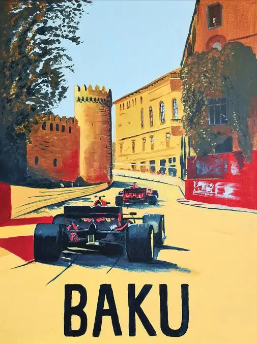 F1 Racing Thrill | 2022 Baku Grand Prix | Exciting Formula 1 Poster | Motorsport Event Decor