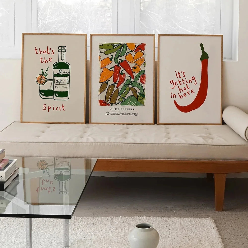 Japanese Hot Chilli Pepper Poster | Vibrant Wall Art | Spicy Kitchen Decor | Oriental Cuisine Themed Poster | Unique Home Decoration