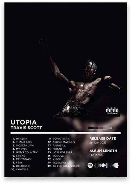 Travis Scott | Utopia | Iconic Hip Hop Album Art Poster | Rhyme Legends | Music Artwork | Home Wall Decor