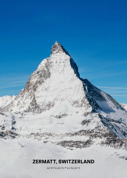 Matterhorn Poster | Iconic Winter View | Zermatt, Switzerland | Scenic Mountain Landscape Art | Winter Serenity | Home Decor Wall Art