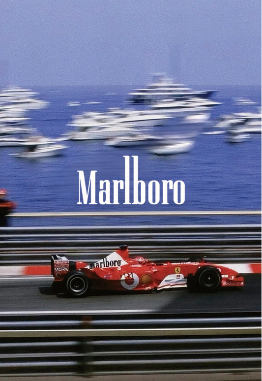 Poster | Vintage Formula 1 Racing | Monaco Grand Prix | Ferrari F2000 | Michael Schumacher | Vodafone Theme