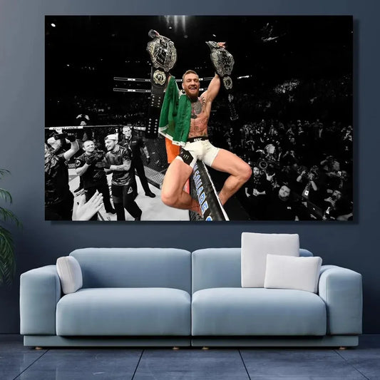 Conor McGregor Poster | Inspirational Boxing Art | Professional Print for Gym | UFC World Champion Decor | Dual Belt Victory Over Eddie Alvarez