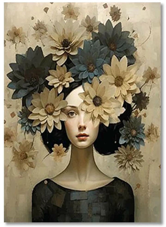 Bloom of Tranquility | Flower Hat Poster | Mind Blossoms Artwork | Floral Female Design | A Woman's Nature Decor