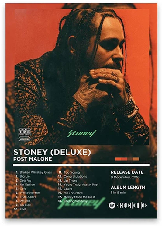 Post Malone | Stoney Deluxe Album Cover Poster | Iconic Rap Art | Rhyme Legends | Hip Hop Decor | Music Artwork for Home & Garden