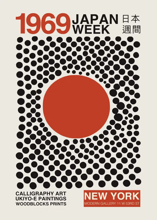 1969 Japan Week | Dynamic Expressions of Japanese Art | Vintage Art Poster | New York Cultural Exhibition | Japanese Artwork Decor