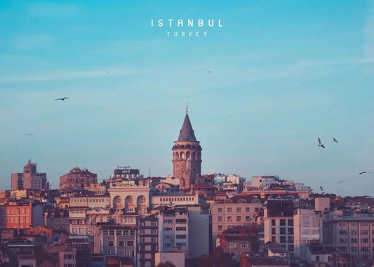 Galata Tower Poster | Dawn View | Historic Landmark | Istanbul Skyline | Enchanting Turkish Landscape Art | Turkey Travel Decor