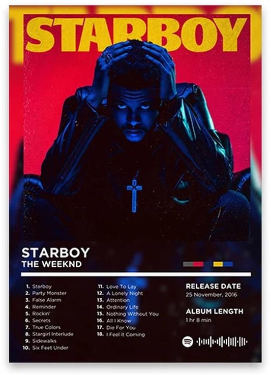The Weeknd Starboy Poster | Iconic Album Cover Art | Hip Hop Music Decor | Rhyme Legends Print | Wall Decor for Home & Garden