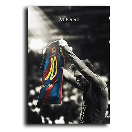 Lionel Messi | Black and White Soccer Poster | Home Decor | Celebration Artwork