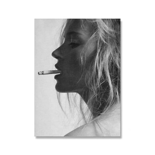 Kate Moss Smoking Poster | Supermodel Art Print | Home Decor Wall Art