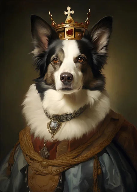 Border Collie Poster | Majestic Canine Portrait | Regal Artwork for Home Decor