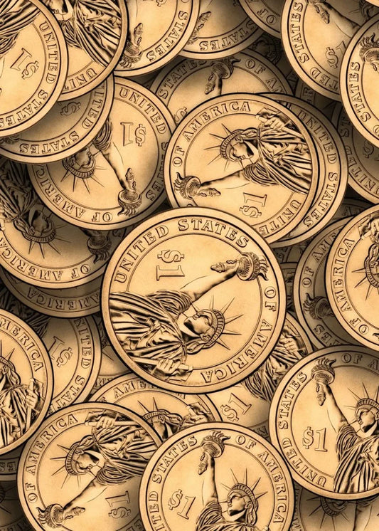Golden Coins Poster  US Dollar Liberty Coin Wall Art | Home Decor | Decoration Poster