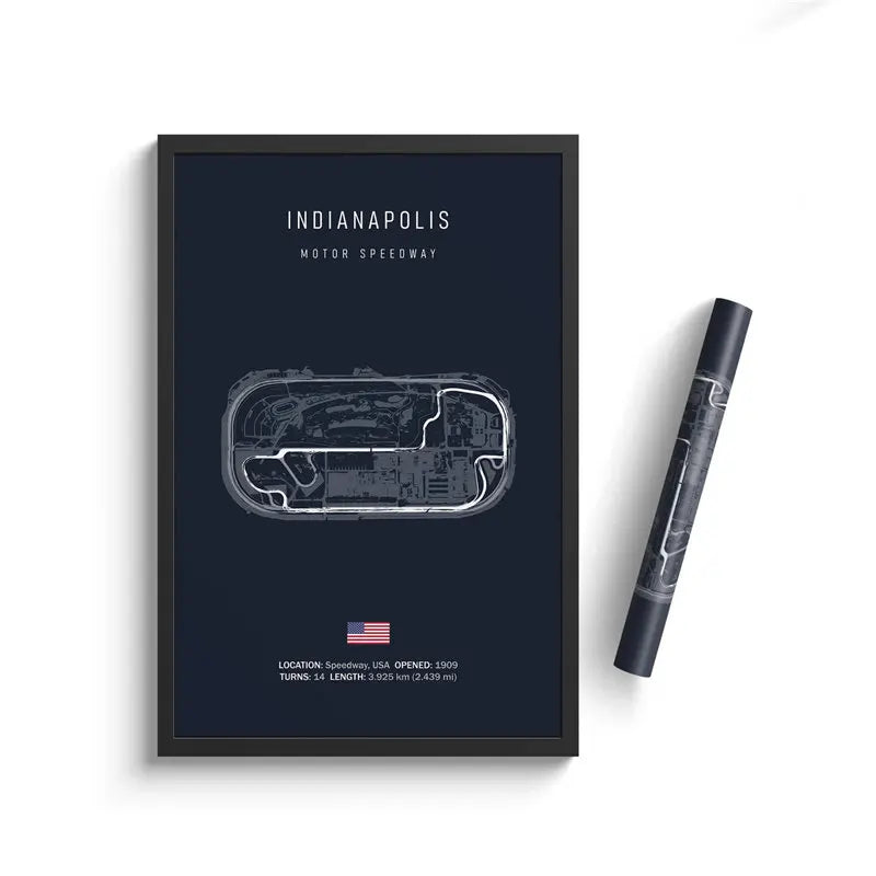 Indianapolis F1 Track Layout Poster | Formula 1 Circuit Art | Motorsport Wall Décor | Home & Garden Art | Visual Racing Artwork