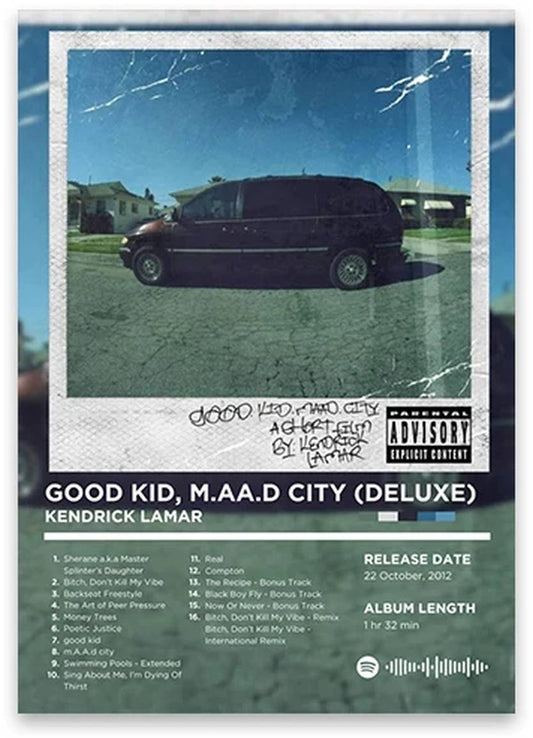 Good Kid, m.A.A.d city Poster | Deluxe Edition | Kendrick Lamar Album Art | Iconic Hip Hop Artwork | Rhyme Legends Collection | Music Wall Decor