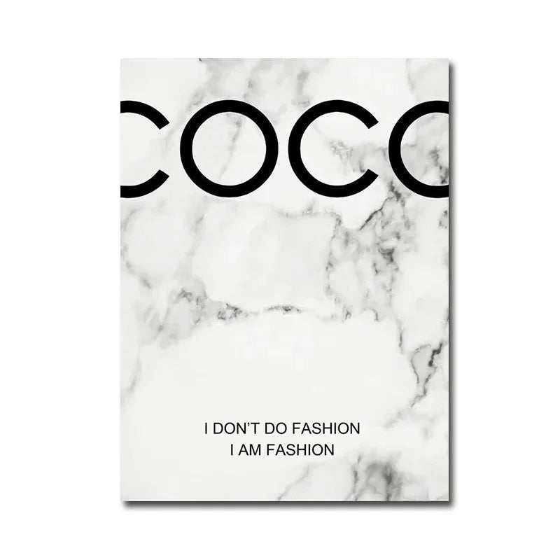 Coco Chanel Quote Poster | Marble Design | Inspirational Decor | "I Don't Do Fashion, I Am Fashion"