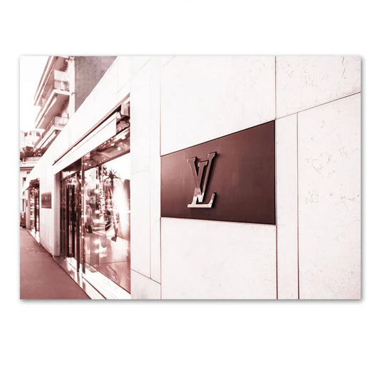 Luxury Shopping Storefront | Louis Vuitton Poster | High Class Fashion Art Print Decor
