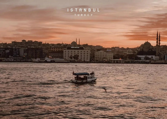 Galata Bridge Evening Poster | Istanbul Cityscape | Twilight Over Istanbul Waters | Turkish Decorative Art | Constantinople Scenery