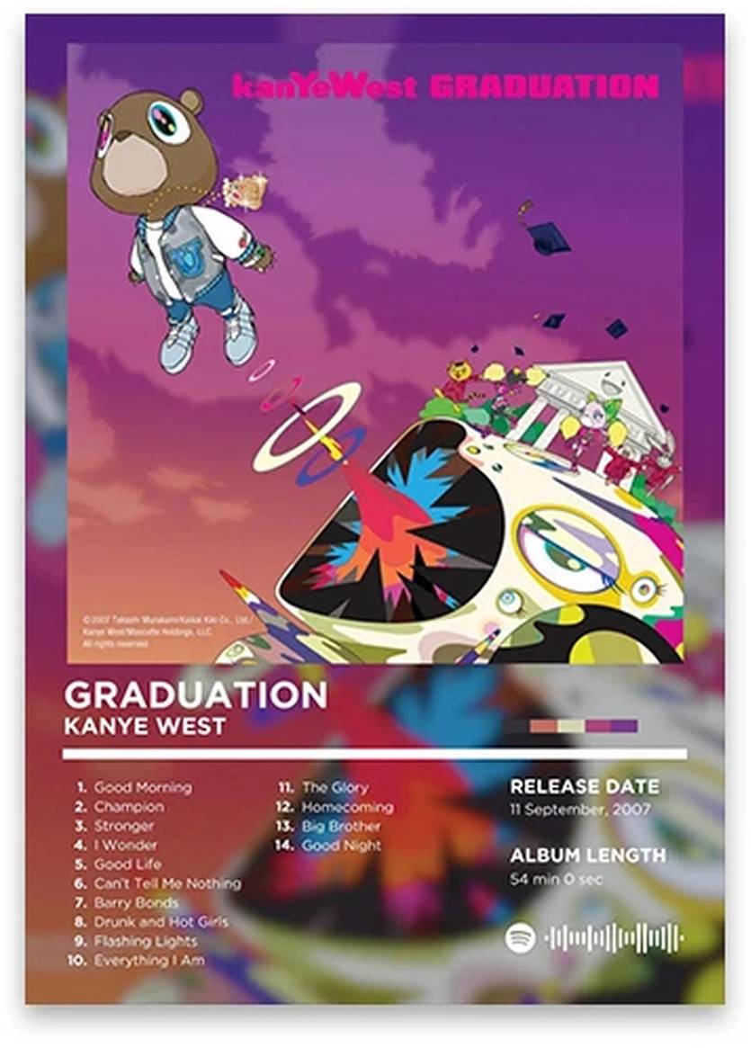 Kanye West | Graduation Album Cover Poster | Iconic Rhyme Legends Art | Hip Hop Decor | Music Memorabilia | Wall Art
