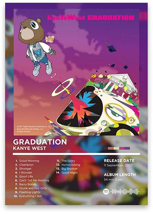 Kanye West | Graduation Album Cover Poster | Iconic Rhyme Legends Art | Hip Hop Decor | Music Memorabilia | Wall Art
